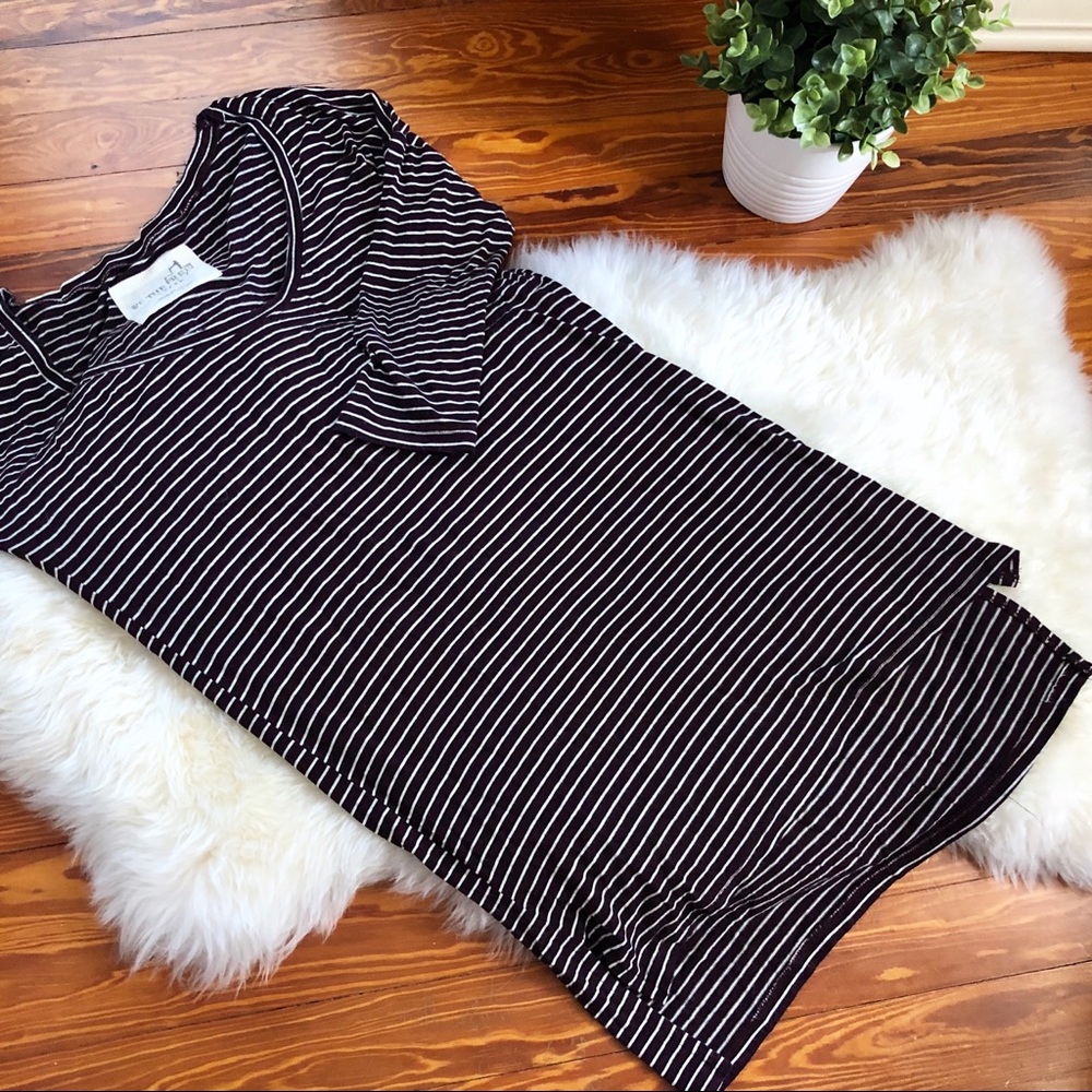 Free People Quarter-Sleeve Striped Tunic Top
